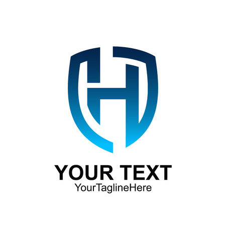 Initial letter H logo template colored blue shield design for business and company identityのイラスト素材