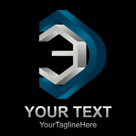 Abstract 3d text shape vector icon logo illustration. 3d shape rengering design vectorのイラスト素材