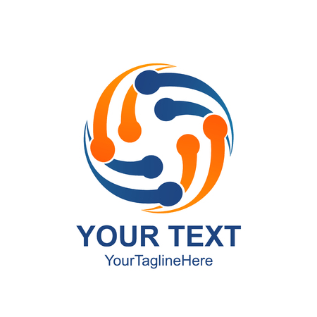 Creative abstract rotate orbit vector logo design template element. Colored blue orange concept iconのイラスト素材