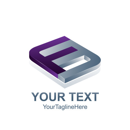 Initial letter F logo template colored purple grey curved square design for business and company identityのイラスト素材