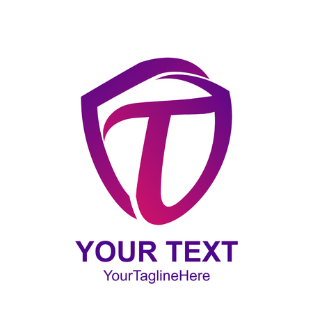 Initial letter T logo template colorful shield design for business and company identityのイラスト素材
