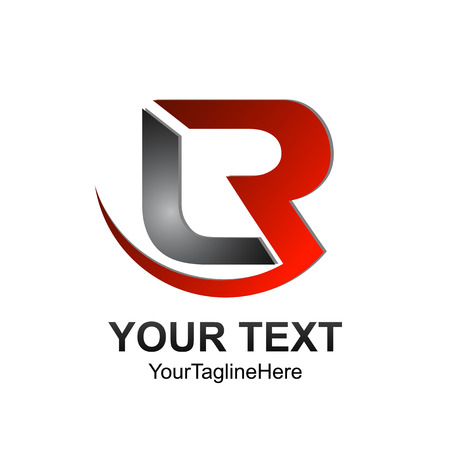 Initial letter LR logo template colored red grey swoosh design for business and company identityのイラスト素材