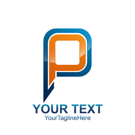 Initial letter P logo template colored orange blue design for business and company identityのイラスト素材
