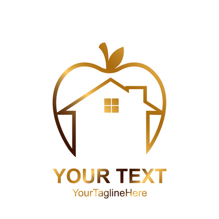 Gold apple house for the architectural development company logoのイラスト素材