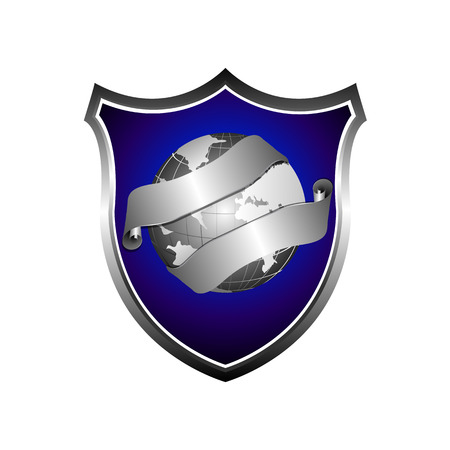 3D Globe shield vector icon. filled flat sign for mobile concept and web design. World protection simple solid icon. Symbol,  illustrationのイラスト素材