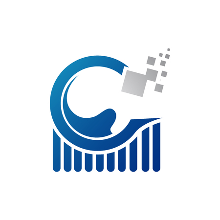 Alpha and Growth Symbol  Template. Graph Chart and Alfa Vector Design. Finance Illustrationのイラスト素材