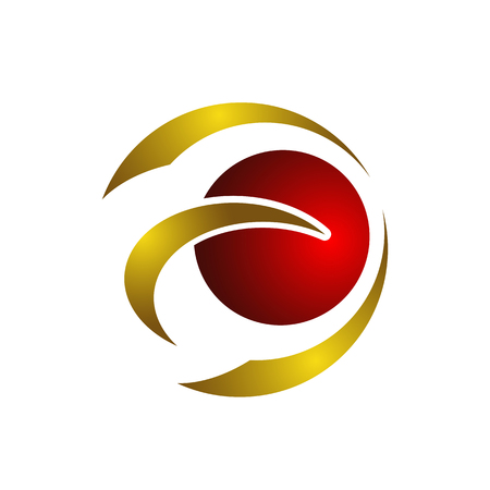 Creative abstract circle swoosh vector design template element. Colored red gold concept iconのイラスト素材