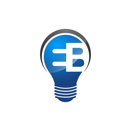 Light sign logo, Vector Illustration for print or web design. Logo template. Inscription "idea" inside lampのイラスト素材