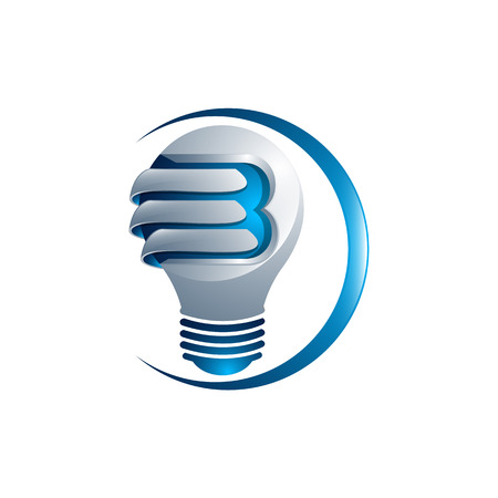 Abstract light bulb logo design made of color pieces - various geometric shapesのイラスト素材