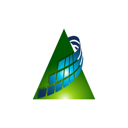 Modern triangle logo design, multi color triangle symbolsのイラスト素材