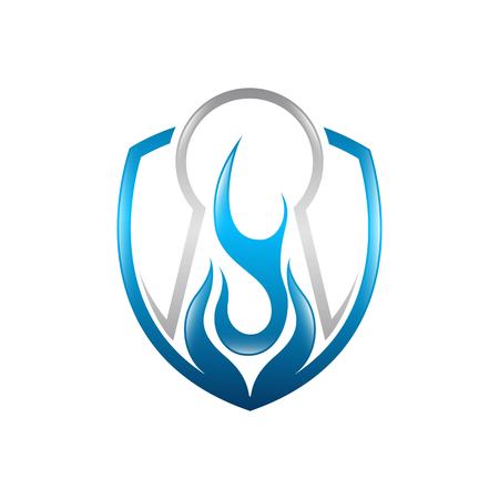 Fire key holo flame Logo Template vector icon Oil, gas and energy logo conceptのイラスト素材
