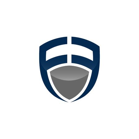 Letter F Shield logo abstract tech style logo, created shield with letter F line elements, shield abstract geometric styleのイラスト素材