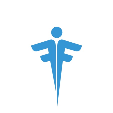 Initial letter F logo template colored blue man design for business and company identityのイラスト素材