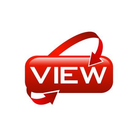 Lettering view button icon with round arrow red colorのイラスト素材
