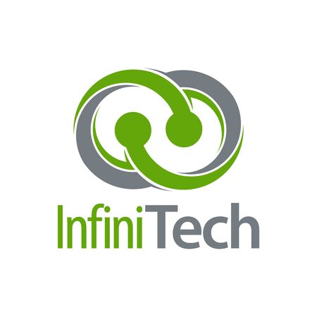 Technology nature green infinity logo concept design template ideaのイラスト素材