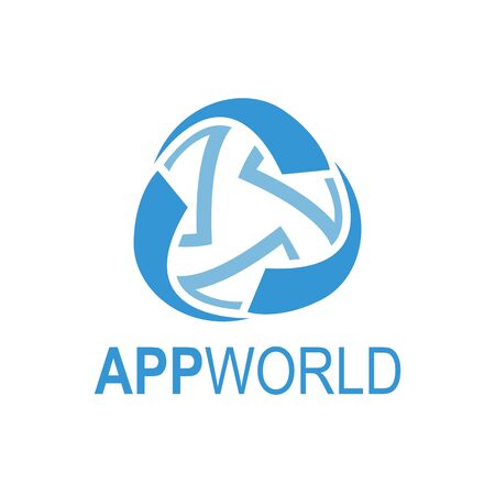 Abstract rotate app world Media globe logo template vector illustration. Blue colorのイラスト素材