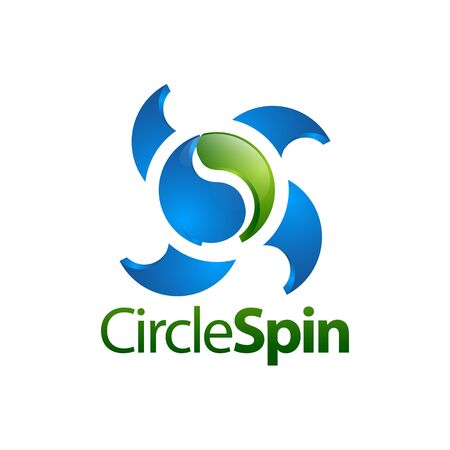 Circle spin. Three dimensional yin yang spin logo concept design template ideaのイラスト素材