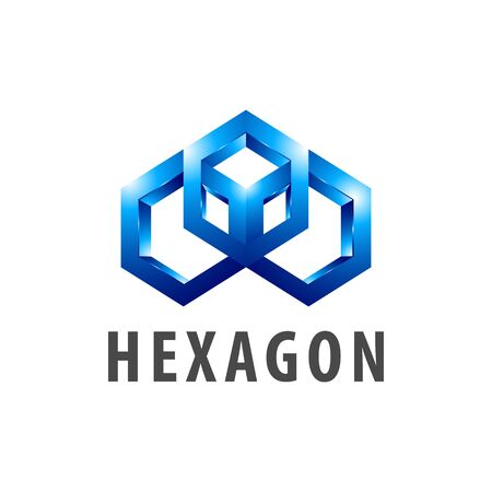 Hexagon three dimensional style logo concept design. Symbol graphic template element vectorのイラスト素材