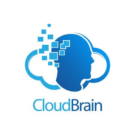 Cloud Brain digital human logo concept design. Symbol graphic template element vectorのイラスト素材