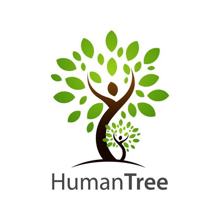 Human tree logo concept design. Symbol graphic template element vectorのイラスト素材