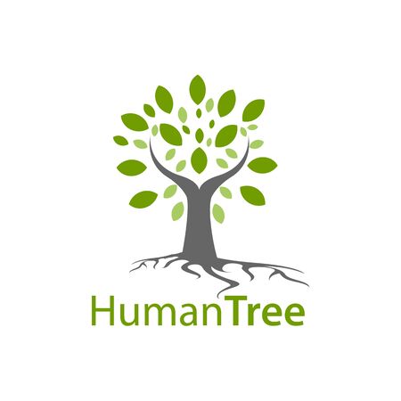 Human tree logo concept design. Symbol graphic template element vectorのイラスト素材
