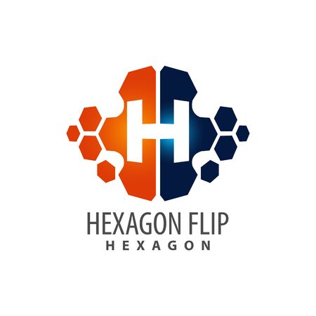 Hexagon flip initial letter H logo concept design. Symbol graphic template element vectorのイラスト素材