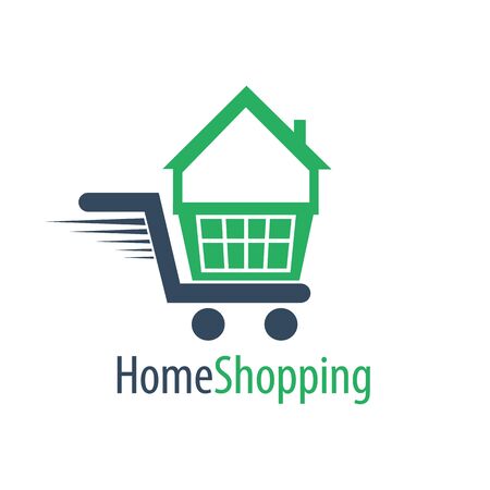 Home shopping cart logo concept design. Symbol graphic template element vectorのイラスト素材