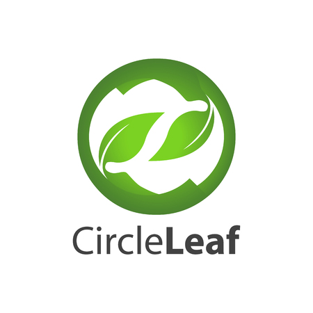 Circle leaf logo concept design. Symbol graphic template element vectorのイラスト素材