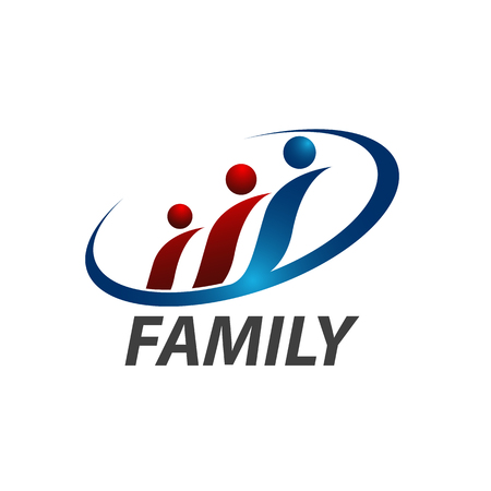 Swirl human character family logo concept design. Symbol graphic template element vectorのイラスト素材