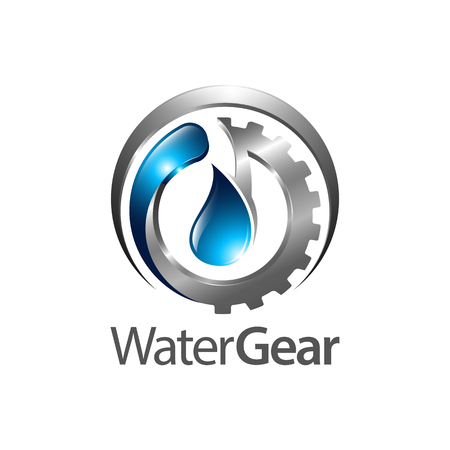 Water gear logo concept design. Three dimensional style. Symbol graphic template element vectorのイラスト素材