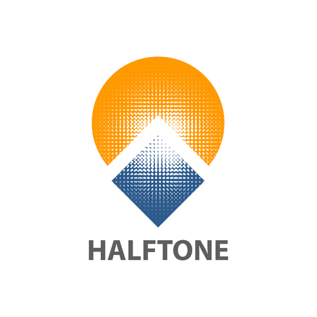 Circle sun square halftone logo concept design. Symbol graphic template element vectorのイラスト素材