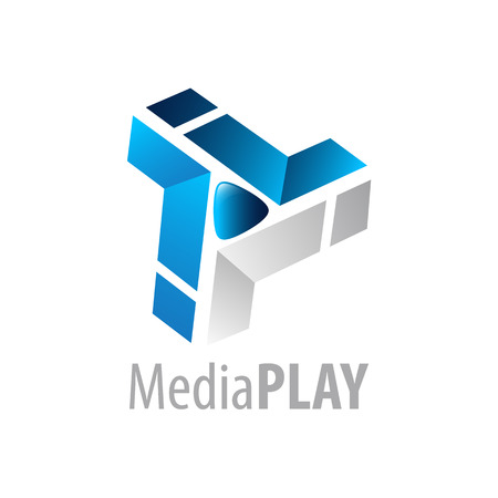 Media play logo concept design. Symbol graphic template element vectorのイラスト素材
