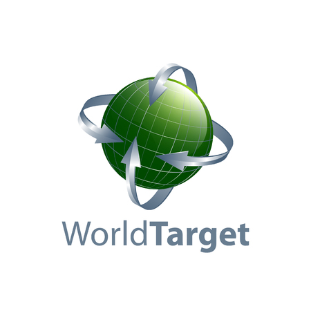 Green world target arrow logo concept design. Symbol graphic template element vectorのイラスト素材