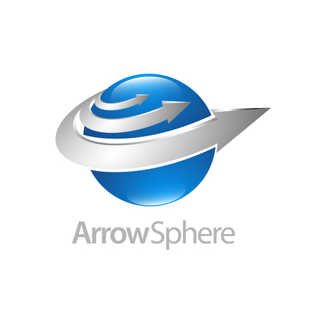Arrow sphere 3d logo concept design. Symbol graphic template element vectorのイラスト素材