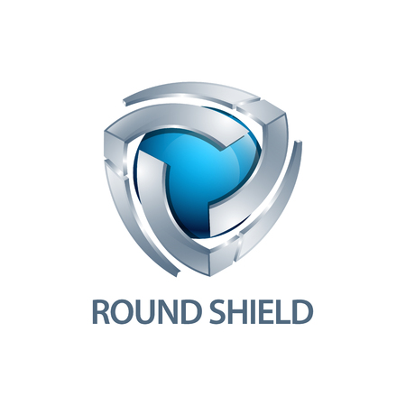 Round shield logo concept design. three dimensional style. 3D Symbol graphic template element vectorのイラスト素材