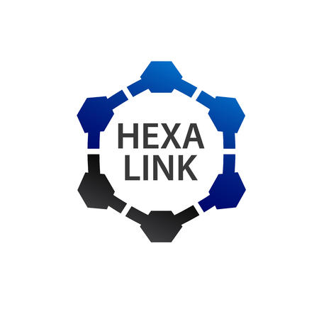 Hexagonal link logo concept design. Symbol graphic template element vectorのイラスト素材