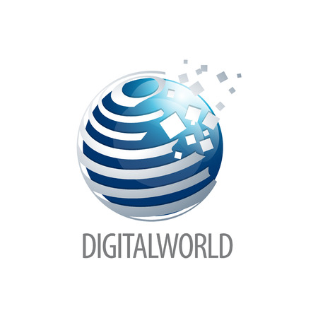 Digital world sphere logo concept design. Three dimensional style. 3D symbol graphic template element vectorのイラスト素材