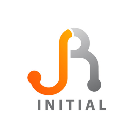Initial letter JR logo concept design. Technology industry symbol graphic template element vectorのイラスト素材