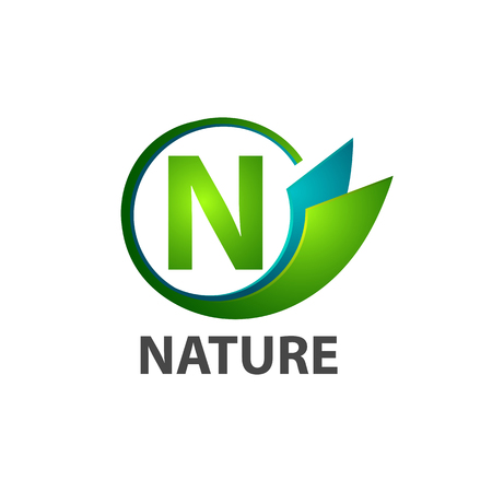 Circle initial letter N nature logo concept design. Symbol graphic template element vectorのイラスト素材