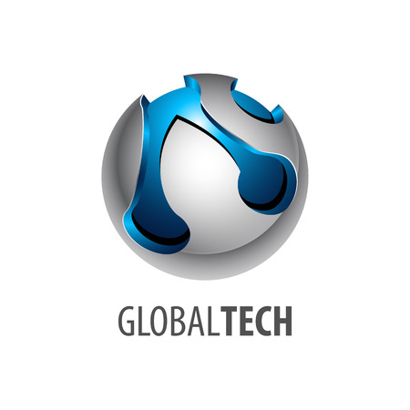 Digital sphere global link technology logo concept design. 3D three dimensional style. Symbol graphic template element vectorのイラスト素材
