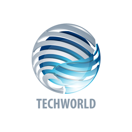 Digital sphere global link technology world logo concept design. 3D three dimensional style. Symbol graphic template element vectorのイラスト素材