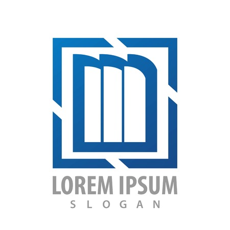 Square bookshelf blue logo concept design. Symbol graphic template elementのイラスト素材
