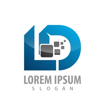 Digital initial letter LD logo concept design. Symbol graphic template elementのイラスト素材