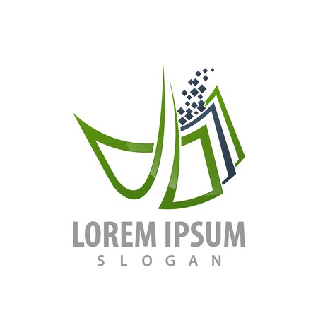 Abstract digital pixel logo concept design. Symbol graphic template elementのイラスト素材