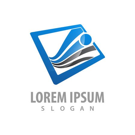 Flowing frame logo concept design. Symbol graphic template elementのイラスト素材