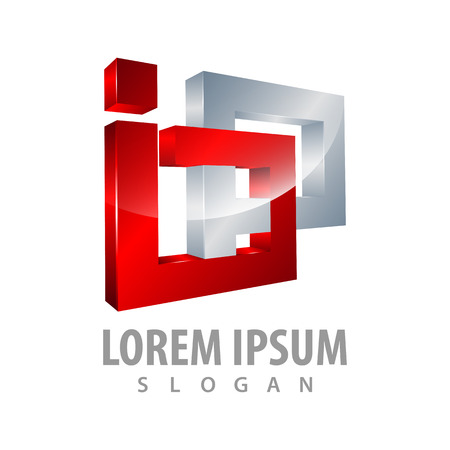 3D connect square logo concept design. Symbol graphic template elementのイラスト素材
