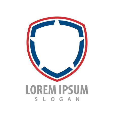 Shield line red blue logo concept design. Symbol graphic template elementのイラスト素材