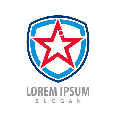 Star shield line logo concept design. Symbol graphic template elementのイラスト素材