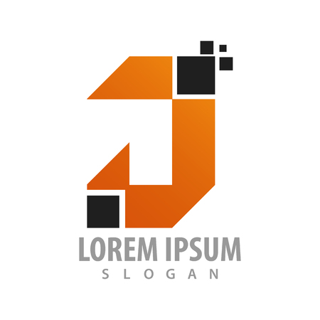 Digital pixel initial letter J logo concept design. Symbol graphic template elementのイラスト素材