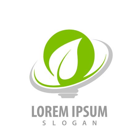 Green leaf arrow bulb logo concept design. Symbol graphic template elementのイラスト素材